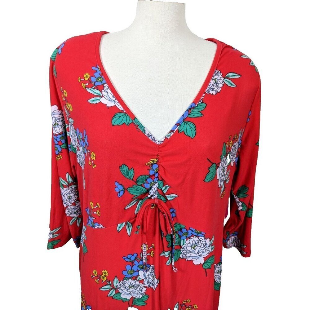 Bobbie Brooks NEW Dress Plus 3X Red Floral Stretch Romantic Feminine Valentines - Picture 2 of 6